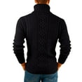 thumbnail image 3 of Kixjoy Black Turtleneck Sweater Men Oversized Thermal Cable Knit Sweater Casual Winter Long Sleeve UnderShirts Fashion Soild Slim Fit Mens Pullover Sweater, Black 2XL, 3 of 4