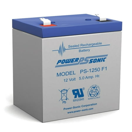 Power Sonic PS1250F1 PS-1250 12 Volt 5 Ah Sealed Lead Acid Battery