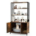 thumbnail image 1 of Gymax 61'' Cat Litter Box Enclosure w/ Storage 3-tier Shelves Side Entrance Rustic Brown & Black, 1 of 10