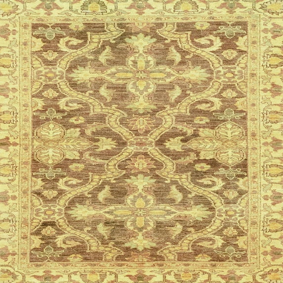 Ahgly Company Indoor Square Abstract Cinnamon Brown Oriental Area Rugs, 5' Square