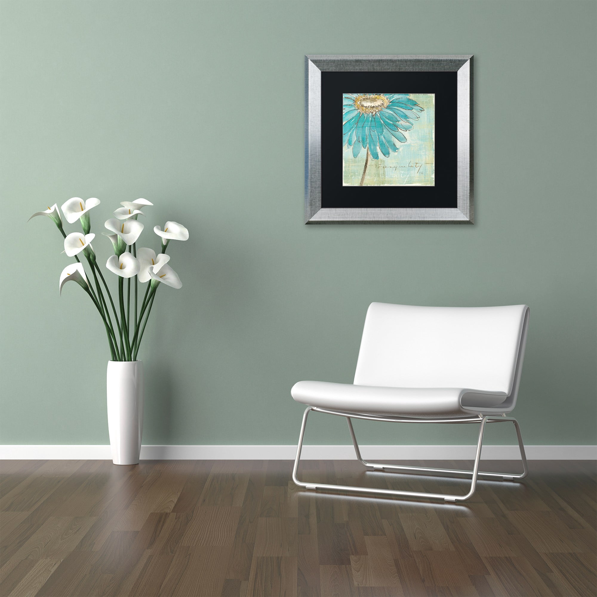 Trademark Fine Art "Spa Daisies III" Canvas Art by Chris Paschke Black Matte, Silver Frame