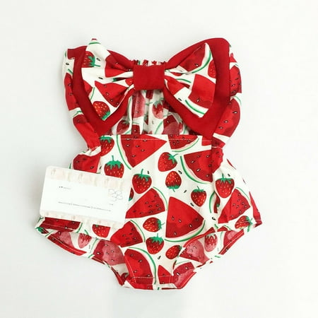 Romper Onesies - Newborn Baby Girl Watermelon Romper Bodysuit Infant Bowknot Onesies Jumpsuit Outfit Clothes