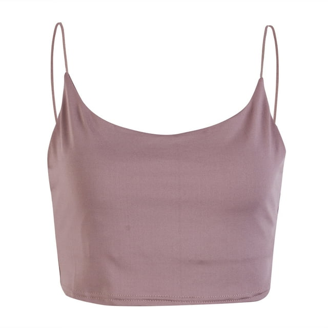 ITFABS Women Sling Top Solid Color Crop Low Chest Sexy Bodycon Top Clothes