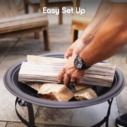 19 Wood Burning Fire Pit with Iron Net and Cover Lid for Backyard and Camping
