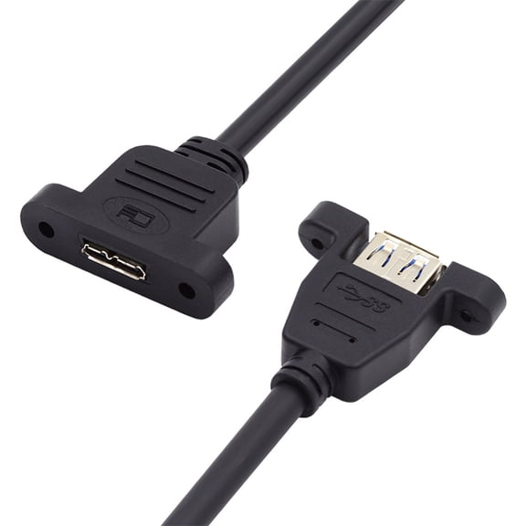 FVH Type-A USB 3.0 Female to Micro 3.0 Type-B Female Screw Mount Type Extension Cable 5Gbps