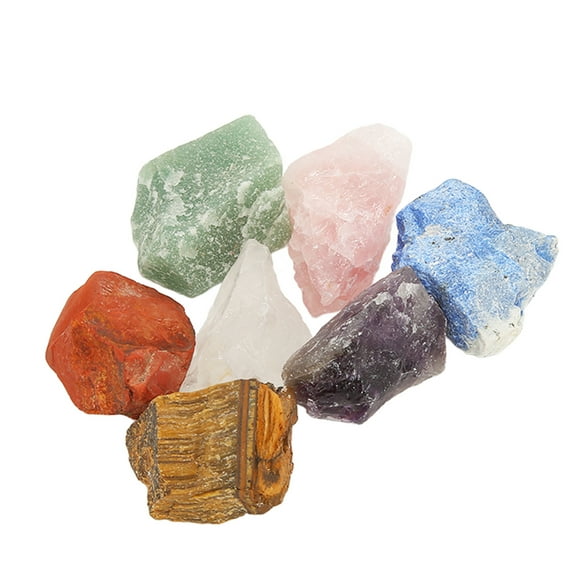 Raw Stones, Colorful Collection 7 Colors Chakra Stones Set For Home