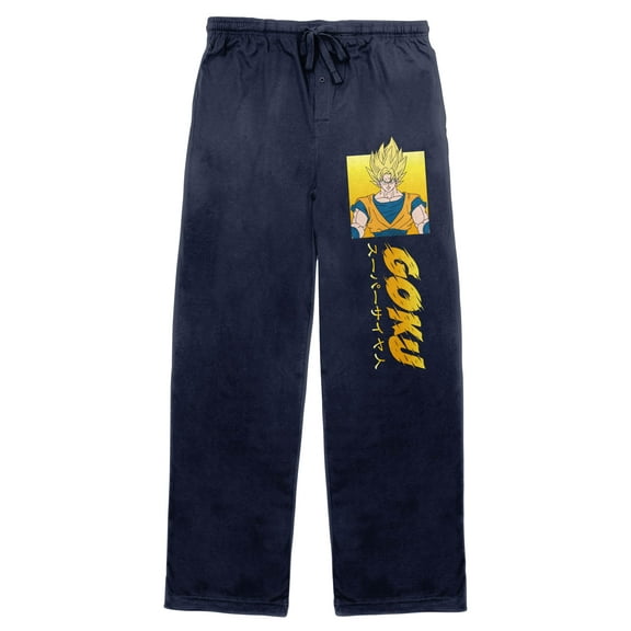 Dragon Ball Z Goku Character Adult Navy Graphic Pajama Pants-Large