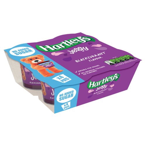 Hartley's No Added Sugar Blackcurrant Jelly 4 x 115g, British Import (Pack of 2)
