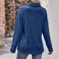 thumbnail image 4 of XFLWAM Business Casual Tops for Women Lapel V Neck Long Sleeve Shirts Solid Color Work Blouses with Cufflinks Blue XL, 4 of 6