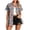 Black, variant on Women's Feather Print Hawaiian Button-Down Shirt, Short Sleeve Casual Summer Blouse, Loose Fit Vacation Beach Cover-Up Top for Women