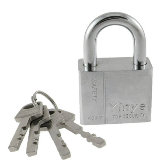 Silver Tone Door Lock Cabinet Metal 40mm Security Padlock with Key