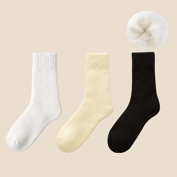 3 pares de calcetines térmicos de invierno para niños, calcetines de lana gruesos y cálidos para mujer, calcetines térmicos de longitud media.
