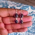 thumbnail image 2 of Real 925 Sterling Silver Dangle Drop Earrings For Women, Natural Amethyst Oval Purple Gemstone Amazing February Birthstone Gifts jewelry, 2 of 4