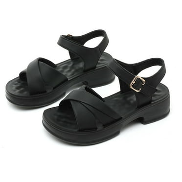 Women's Hiking Sandals, Comfortable, Air Padded Support, Ankle Strap, Elegant Sandals-Black