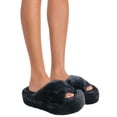 thumbnail image 2 of No Boundaries Women's Faux Fur Platform X-Band Slippers, 2 of 8