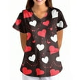 thumbnail image 2 of Valentine Day Scrub Tops for Women Love Heart Print V Neck Cute Medical Workwear Plus Size Short Sleeve Nursing Scrubs with Pockets Multicolor XL, 2 of 6