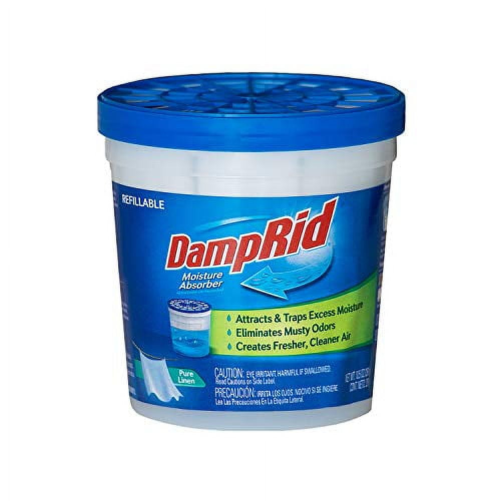 DampRid Pure Linen Refillable Moisture Absorber - 10.5oz cups - 4 pack - Traps Moisture for Fresher, Cleaner Air