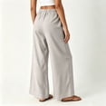 thumbnail image 6 of Tsivenald Womens Linen Wide Leg Pants Elastic Drawstring Waist Lightweight Breathable Summer Beach Casual Trousers, 6 of 7