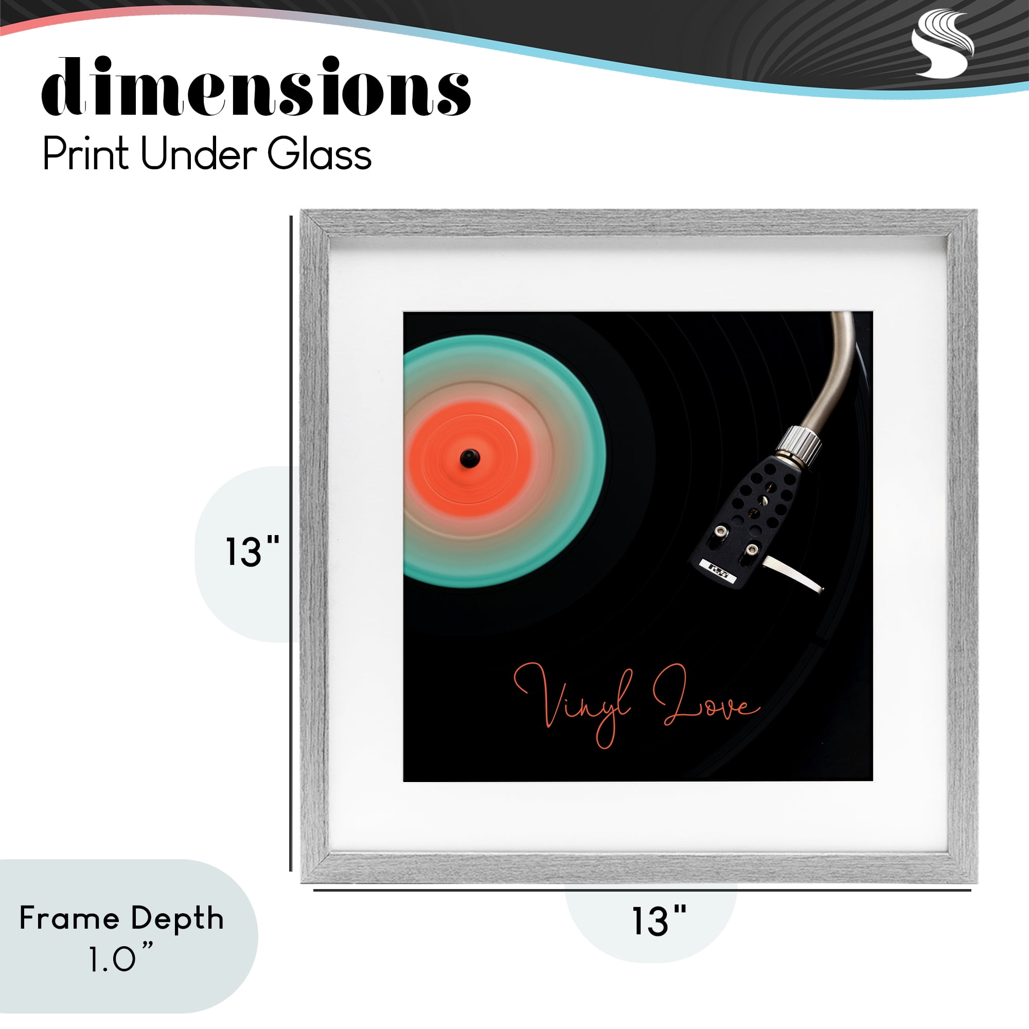 Stupell Industries Spinning Record Vinyl Love Gray Framed Print Under Glass, design by Tom Quartermaine