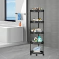 thumbnail image 5 of Qholemyo Mobile Bathroom Corner Shelf Five Tier Rolling Cart With Wheels with Bathroom Organizers Snack Containers for Kitchen Living Room Snacks Toiletries, 5 of 6