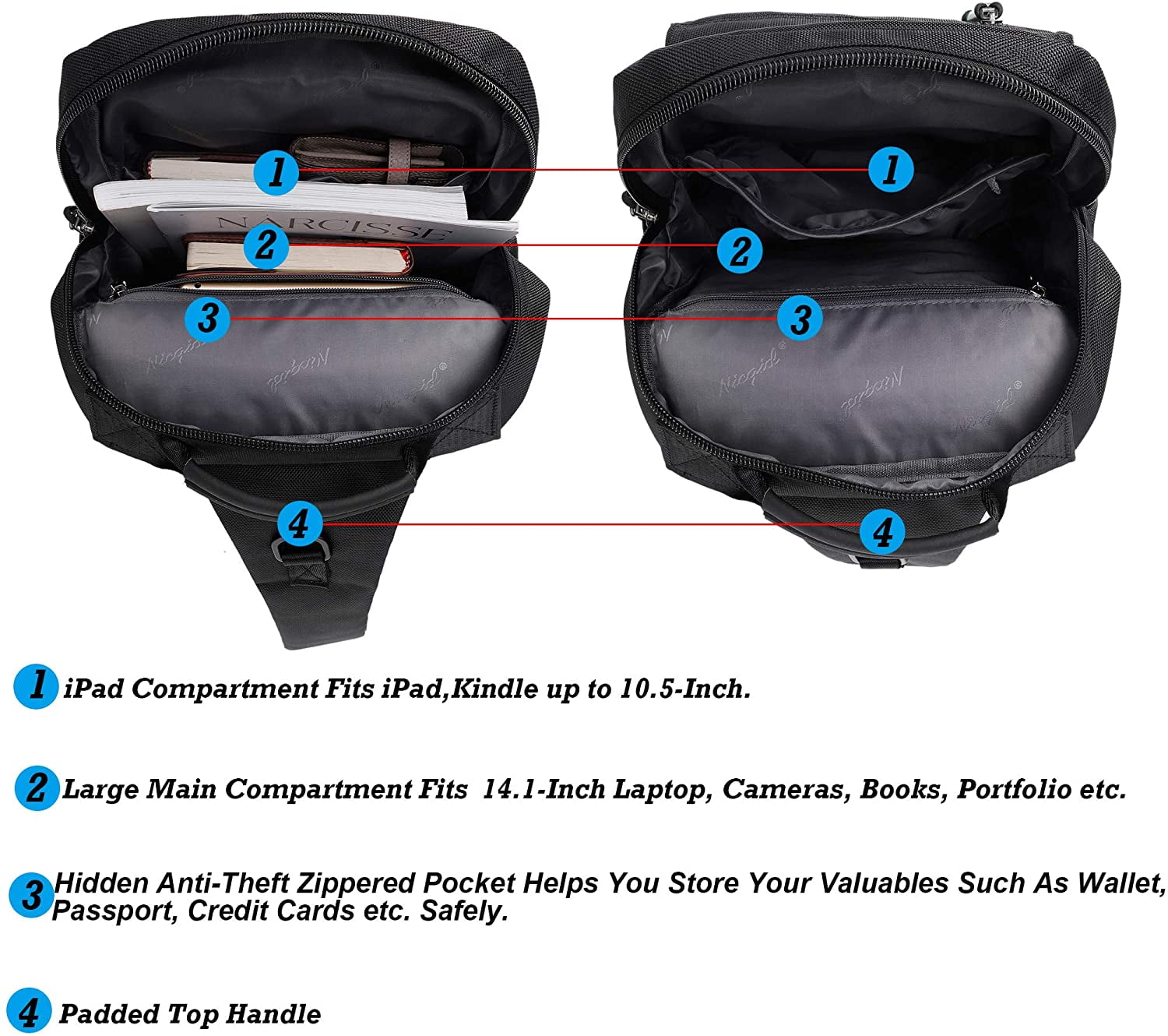 Sling Bags Chest Shoulder Backpacks 13.3'' 14.1'' Laptop Backpack Crossbody Messenger Bag Travel Outdoor Men Women 