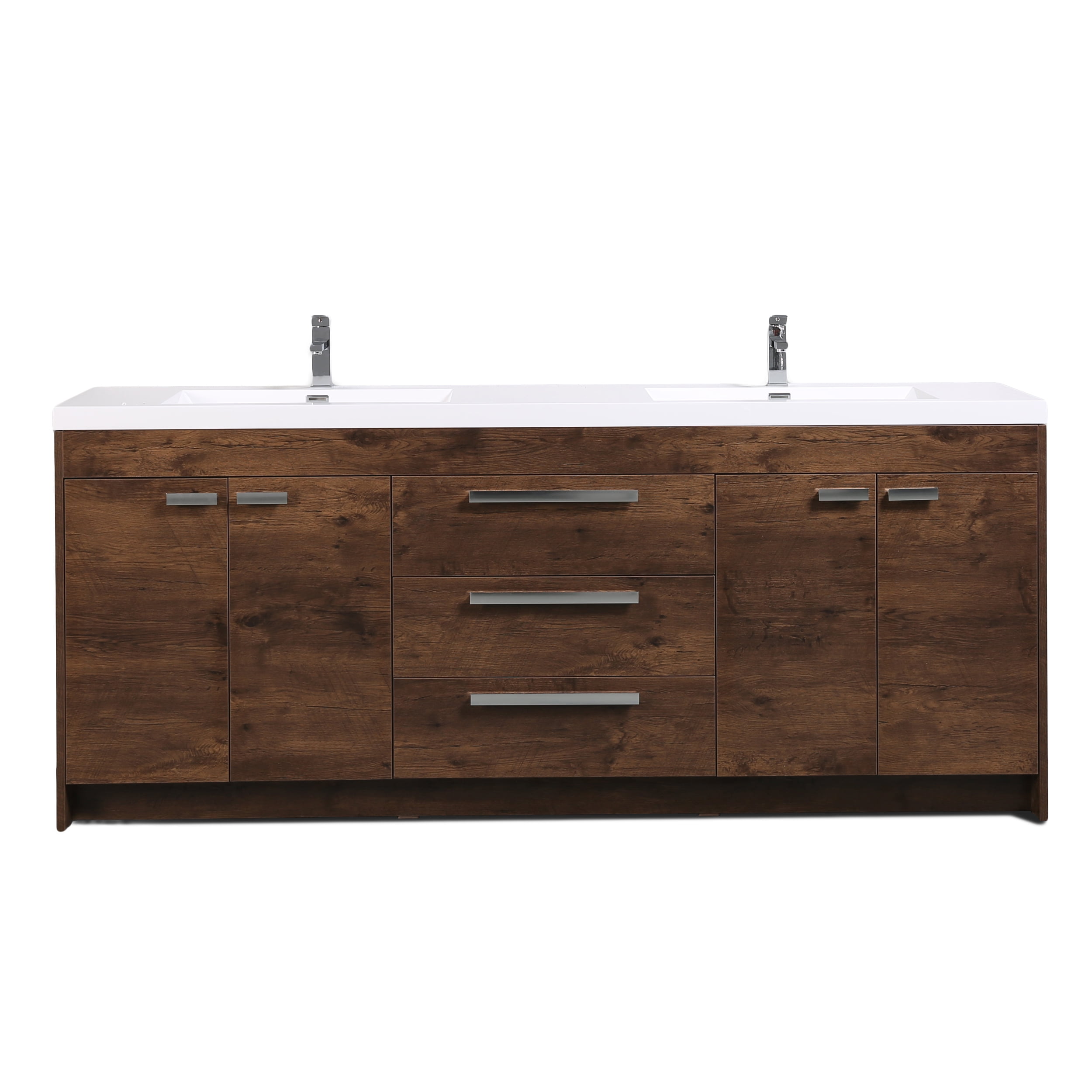 Eviva Lugano 84 Rosewood Modern Bathroom Vanity With White Integrated Acrylic Double Sink Walmart Com Walmart Com