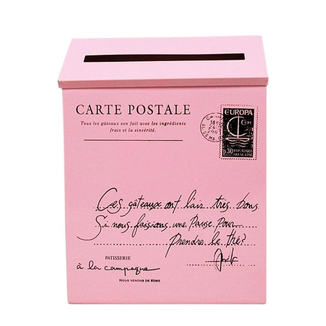 jifeng Galvanized Letterbox Cage Letter Basket Guard Door Mail Box Post Holder Pink