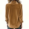 thumbnail image 5 of ClodeEU Women's Velvet V Neck Button Down Long Sleeve Shirt,Casual Slim Blouse ,Women's Plus S, 5 of 6
