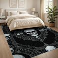 thumbnail image 3 of ODIKA 8'x10' Washable Area Rug Non-Slip Chair-Friendly Mat Gothic Vintage Ghost Skull Center Ornate Scroll Border Horror for Dining Room, Large Office, Lounge, 3 of 7
