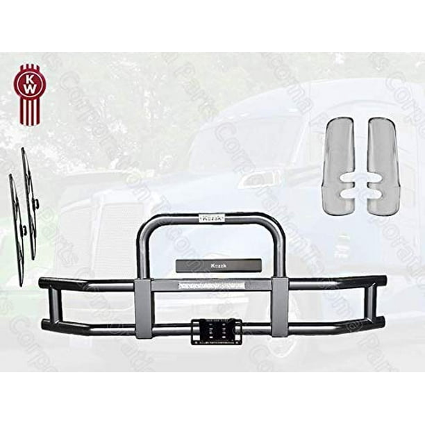 Kenworth T680 Black Grille Deer Brush Guard Brackets License Plate Holder