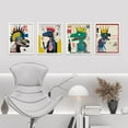 thumbnail image 2 of PixonSign Framed Wall Art, Vintage Retro Antique Basquiat Dinosaur Print, Set of 4 Illustration Wall Decor Prints, Multicolor Contemporary Wall Décor, for Living Room, Bedroom - 12"x16" White, 2 of 5