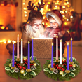 thumbnail image 3 of Lyacmy Christmas Advent Wreath Candle Holder with 5 Flameless Taper Candles, 12 Inch Rings Wreath Corona de Adviento Xmas Indoor Decorations, 3 of 6