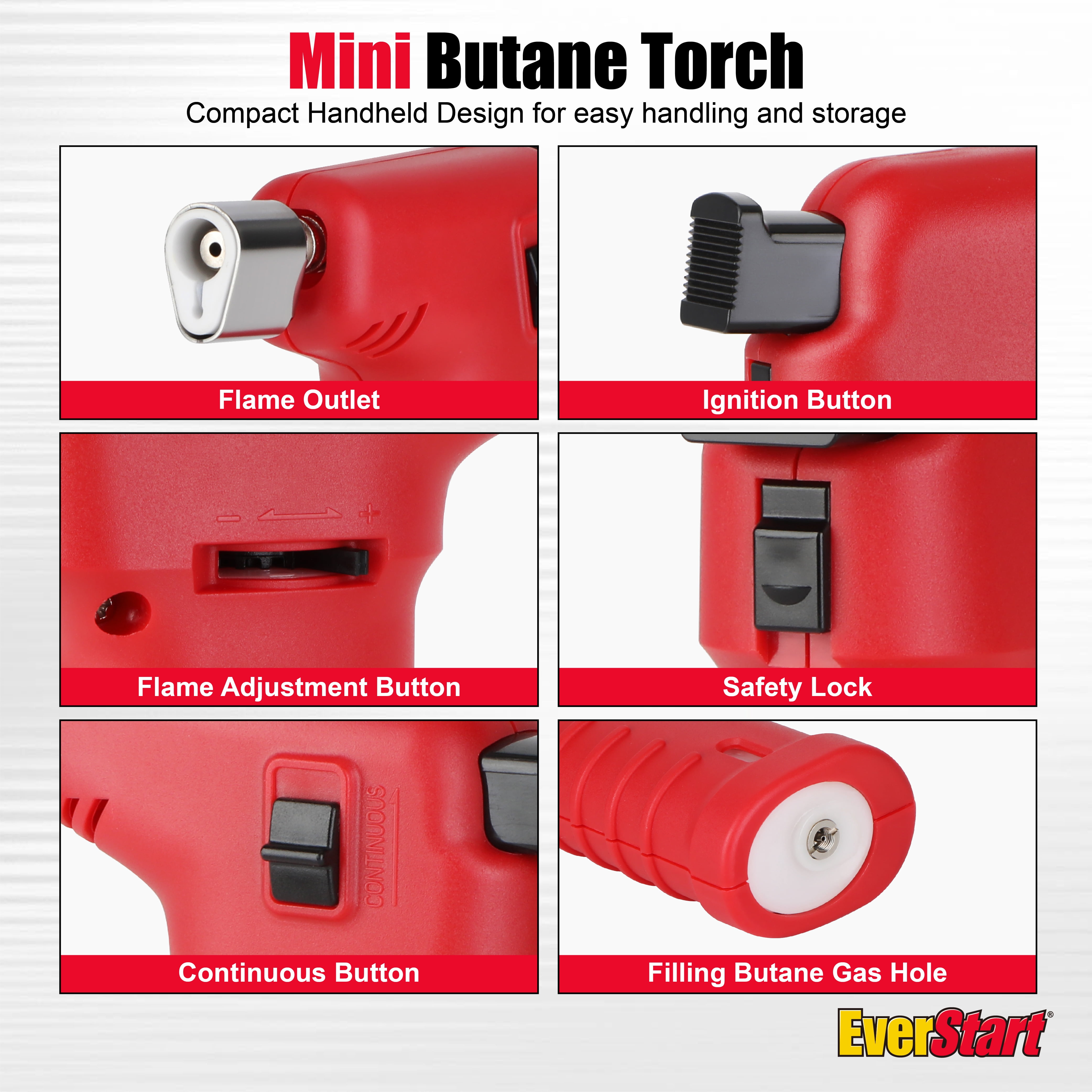 Everstart Butane Torch – Adjustable Flame Refillable Butane Torch Lighter for Soldering, Heat Shrink, Automotive, and Home Repair