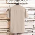 thumbnail image 5 of XDZJLR Men's Shirts Solid Loose Short Sleeve Stand Button Fashion Casual Leisure Loose Soft Tops, 5 of 5