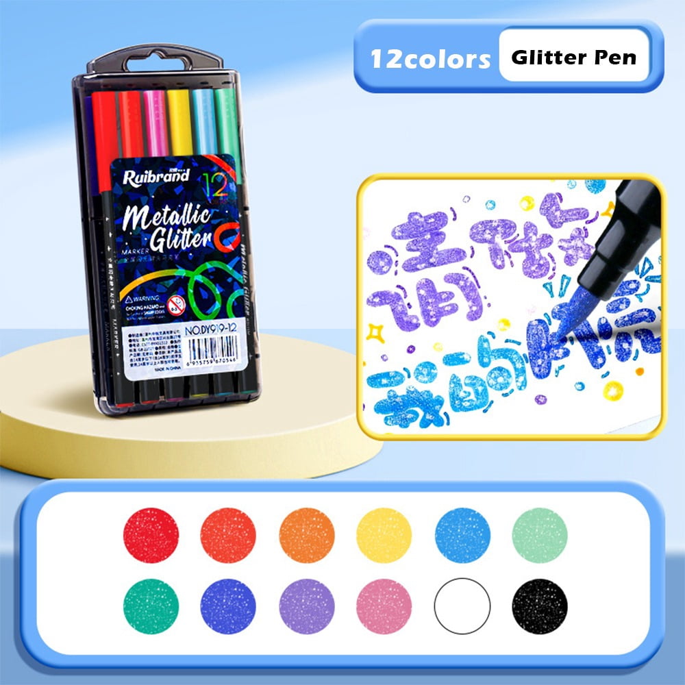 Flashy soft-head acrylic marker pen Multi-color 12/24/26/48/72 Colors Glitter Pen Soft Head Glitter Effect Art Marker Pen Flashing Pen DIY Drawing