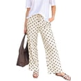 thumbnail image 2 of Polka Dot Pants Women Y2K Print High Waisted Drawstring Wide Leg Pants Vintage Boyfriend Pants S, 2 of 9
