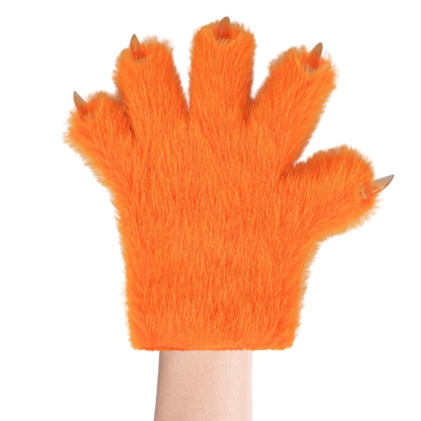 Guantes de peluche con forma de pata de gatito perfecl Naranja