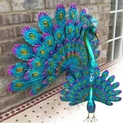 Up to 65% off 2023 YOHOME Beautiful Peacock Statue Decor, Metallic Colorful Metal Yard Art Garden Decoration, Outdoor Blue