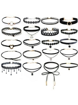 EIMELI 15PCS Retro Black Choker Necklace Elegant Women Velvet Henna Tattoo  Choker for Teen Girls 