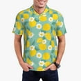 thumbnail image 2 of Balery Lemons Chamomile Flowers And Leaves Printed Men’s Short Sleeve Polo Shirt, Midweight Men's Shirt,Golf Polo shirts -4X-Large, 2 of 8