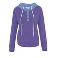 thumbnail image 6 of Lenpel Women's Fashion Hoodies Long Sleeve Quarter Button Drawstring Hooded Sweatshirts Casual Loose Pullover Tops(Purple,Small), 6 of 6