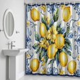 thumbnail image 5 of Yellow Lemon Shower Curtain for Bathroom Decor, Watercolor Fruit Vintage Flower Leaf Blue Waterproof Fabric Shower Curtain, 48"x72" Set with 12 Hooks, 5 of 9