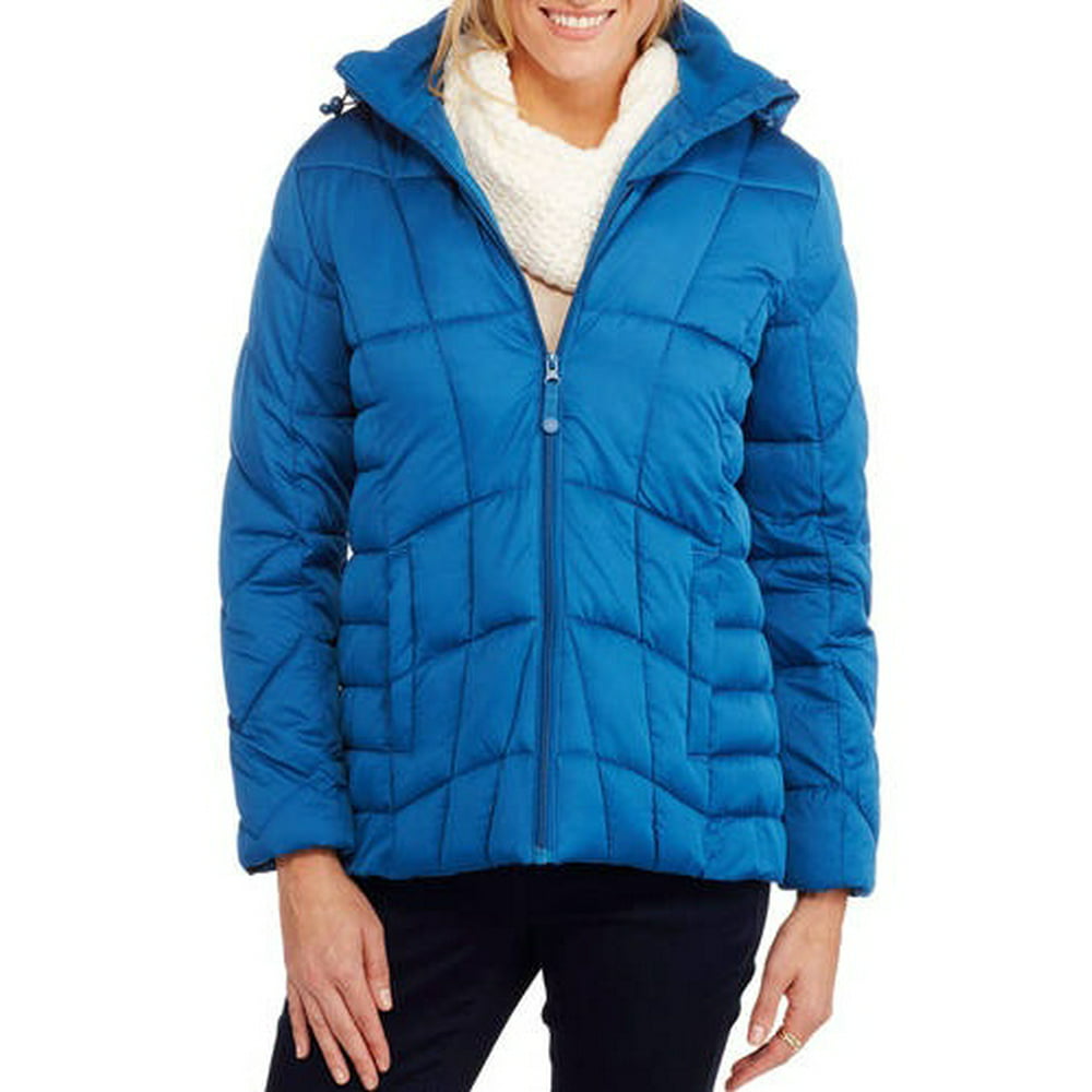 Faded Glory - Women's Hooded Puffer Jacket Coat - Walmart.com - Walmart.com