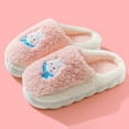 thumbnail image 2 of 1 Pair Women Winter Slippers Thick Plush Cartoon Rabbit Thick Flat Sole Anti skid Slip on Warm Cozy Dorm Slippers Pink M, 2 of 7