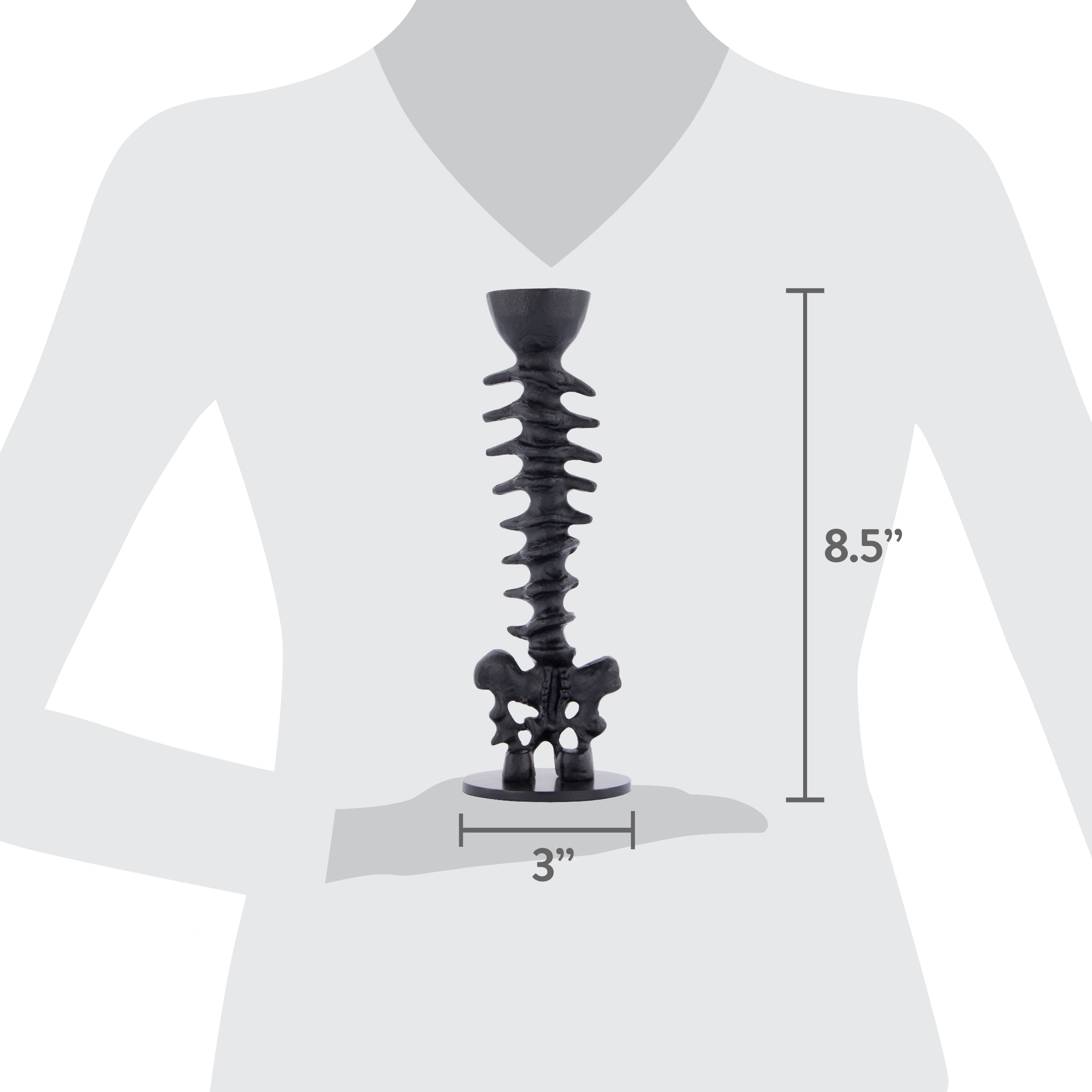 Metal Spine Candle Holder, Black, 8.6", Halloween by Way To Celebrate