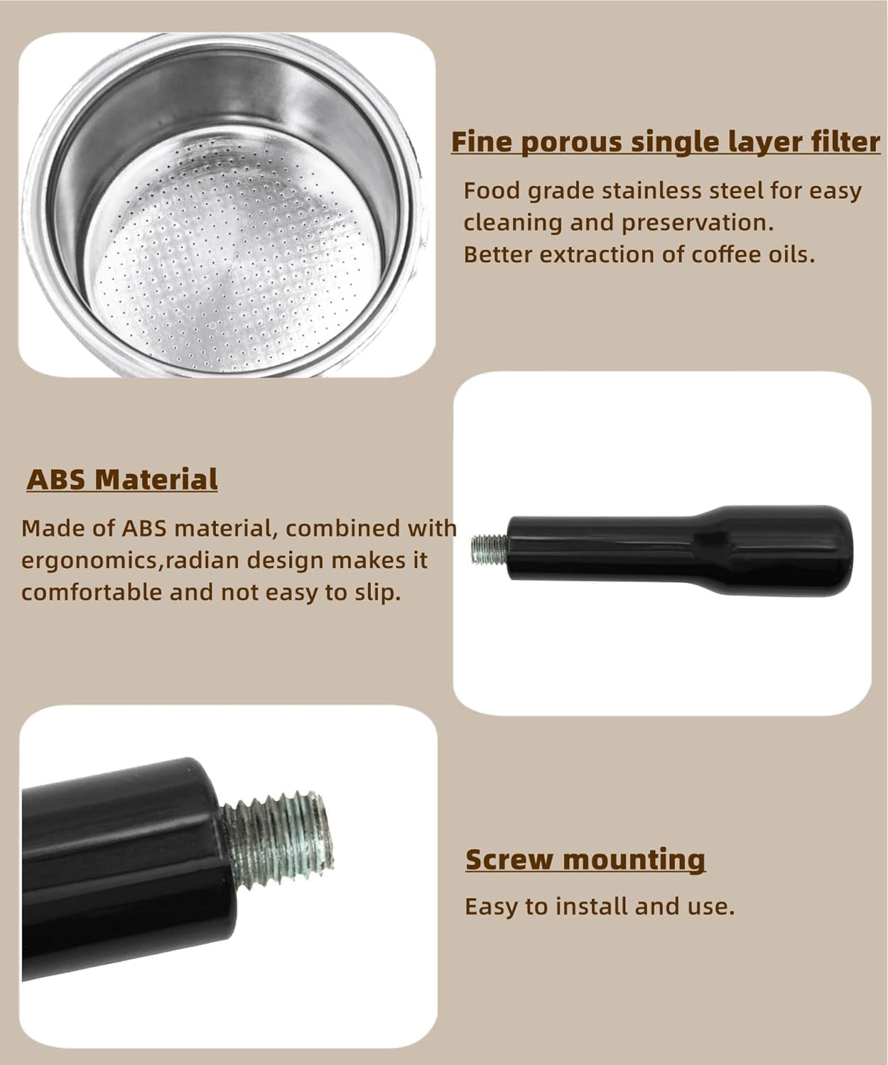 HABETI 51mm Bottomless Portafilter，Food Grade Strainless steel , Included 1 Bottomless Portafilter Basket and 100pcs of Filter Paper ,Compatible with Delonghi EC680/685
