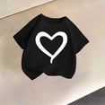 thumbnail image 2 of Girls 2-11 Years Short Sleeve T-Shirt Cute Heart Print Casual Crew Neck Summer Top for Kids Black 9 Years, 2 of 5
