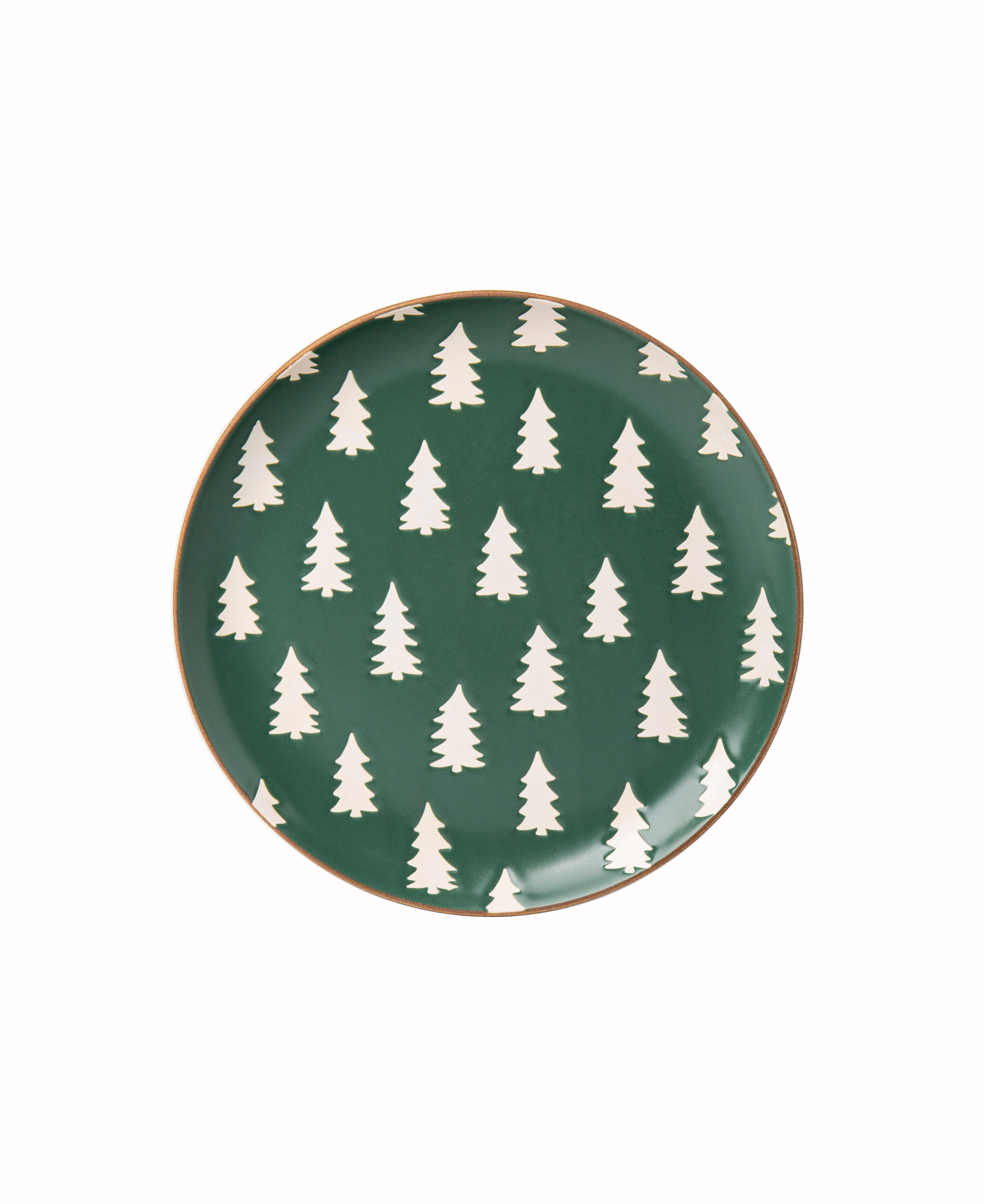Holiday Time 12 Piece Ceramic Dinnerware Set in Trees Pattern