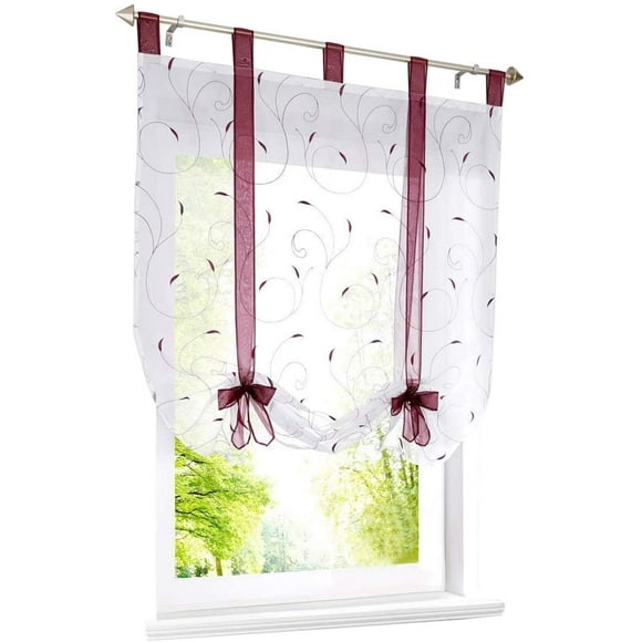 Store Romain avec Ruban Brodé Rideaux Romains Voile Transparent à Boucles Rideau (LxH 140x140 cm, Baie)