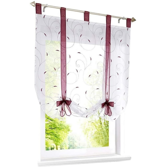 Store Romain avec Ruban Brodé Rideaux Romains Voilage Transparent à Pattes Rideau, Polyester, Baie, LxH (Violet,140*140cm)